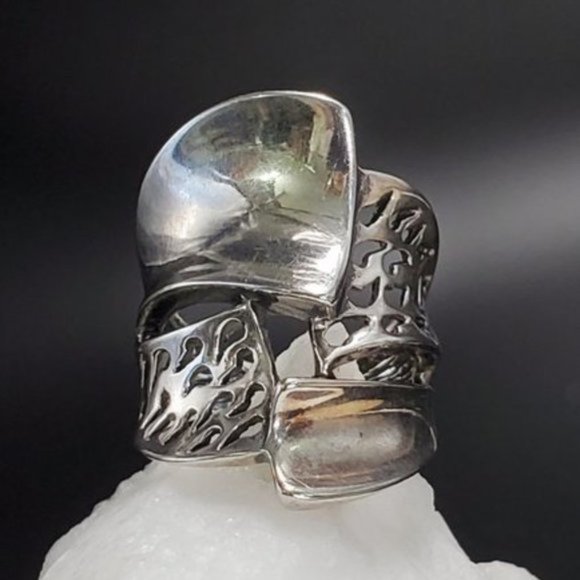 Sterling Silver 925 Ring Unique Silversmith Large Artisan Boho Jewelry - Picture 1 of 6